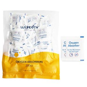 wisedry 120 packs 200cc food grade oxygen absorbers packets for food storage, keep food fresh o2 absorbers for dried fruit, vegetables, rice, grain, pasta, wheat and oats
