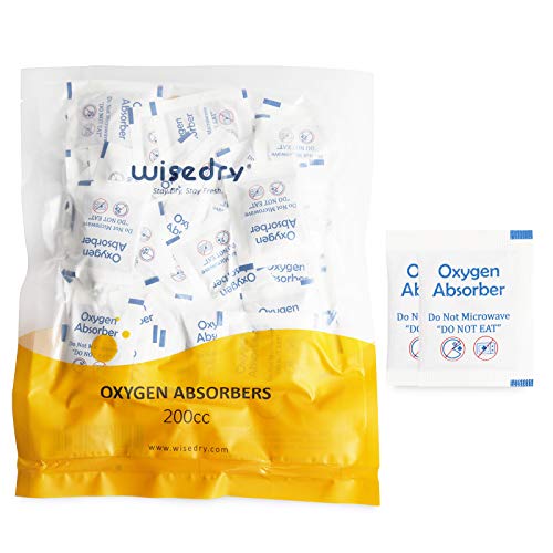 wisedry 120 Packs 200CC Food Grade Oxygen Absorbers Packets for Food Storage, Keep Food Fresh O2 absorbers for Dried Fruit, Vegetables, Rice, Grain, Pasta, Wheat and Oats