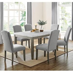 steve silver emily mossy gray and marble 7-piece dining set
