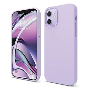 elago compatible with iphone 12 case and compatible with iphone 12 pro case 6.1 inch, liquid silicone case, full body protection (screen & camera protection), soft microfiber lining - purple