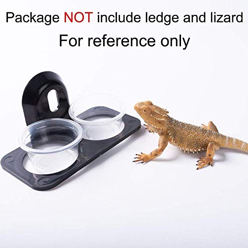 SLSON Gecko Feeder Ledge with 120 Pack 1 oz Plastic Bowls for Reptiles Food and Water Feeding