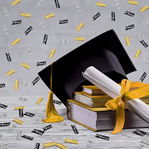 KatchOn, Graduation Decorations Class of 2023 Confetti - 1.8 Ounce, 2023 Confetti for Table | 2023 Confetti for Graduation Party Decorations 2023 Black and Gold | 2023 Table Confetti, Prom Decorations