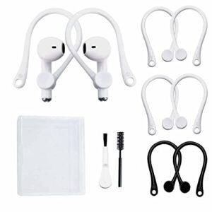 3 pairs ear hooks for airpods 1 & 2 & 3 and airpods pro, professional anti-drop silicone earbuds tips hook compatible with apple airpods 1 & 2 & 3 and airpods pro(2pairs white +1pair black)