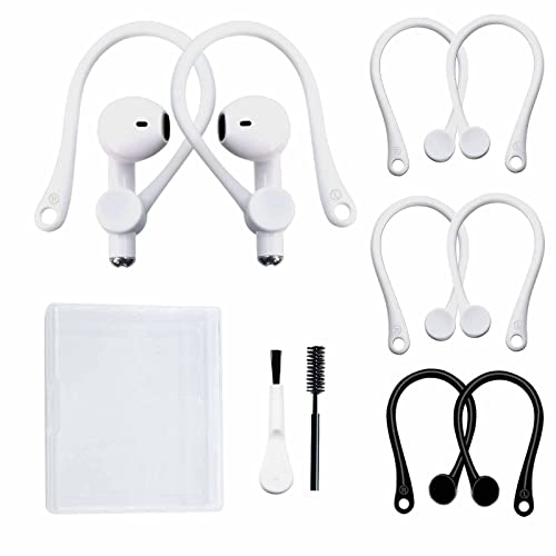 3 Pairs Ear Hooks for AirPods 1 & 2 & 3 and AirPods Pro, Professional Anti-Drop Silicone Earbuds Tips Hook Compatible with Apple AirPods 1 & 2 & 3 and AirPods Pro(2Pairs White +1pair Black)