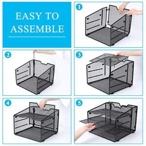 ProAid Desk Organizer and Accessories, Letter Tray Paper Organizer, Mesh Office Organizer for Office, Home and Classroom, Black