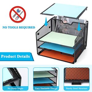 ProAid Desk Organizer and Accessories, Letter Tray Paper Organizer, Mesh Office Organizer for Office, Home and Classroom, Black