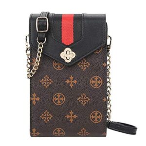 small crossbody cell phone bag for women, chain strap fashion mini shoulder purse wallet hasp travel handbag case for iphone 11 se 2020 11 pro xr x xs max 8/7/6 plus lg stylo samsung (black)