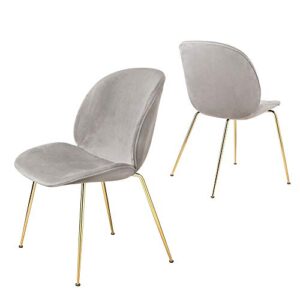 gia contemporary dining chair with velvet upholstery, qty of 2, light gray