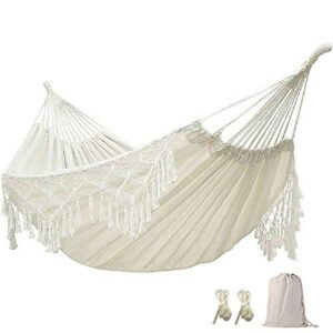 stageya hammock,boho hammock large double deluxe hammock swing bed with carry bag for outdoor & wedding party decor, white (94.5)