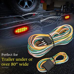 Nilight - 10039W 4 Pin Flat Trailer Wiring Harness Kit 18AWG 25Feet Male 4Feet Female Wishbone-Style Wiring Harness Extension kit for Utility Boat Trailer Lights