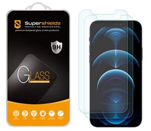supershieldz (2 pack) designed for iphone 12 pro (6.1 inch) tempered glass screen protector, anti scratch, bubble free