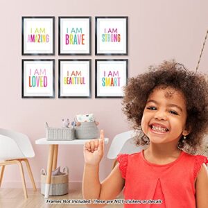 Designs By Maria Inc. Colorful Motivational Wall Art for Kids-Pack of 6 UNFRAMED Prints for Motivation | Stimulus Girl's Bedroom Decor |Unisex Classroom Wall Art for Kids | Bedroom Decor for Girls