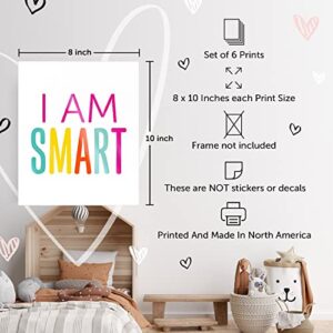 Designs By Maria Inc. Colorful Motivational Wall Art for Kids-Pack of 6 UNFRAMED Prints for Motivation | Stimulus Girl's Bedroom Decor |Unisex Classroom Wall Art for Kids | Bedroom Decor for Girls