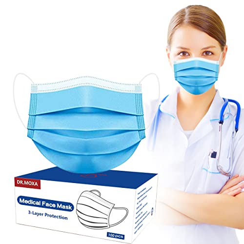 100 Pack Made in USA Disposable Face Masks- Medical Grade 3 Ply Protection Face Mask for Adults - Comfortable,Soft, Breathable