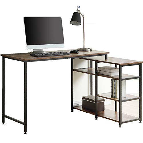 SUTON L-Shaped Desk Computer Desk Corner Desk Home Computer Desk Space-Saving Easy to Assemble Writing Study Desk