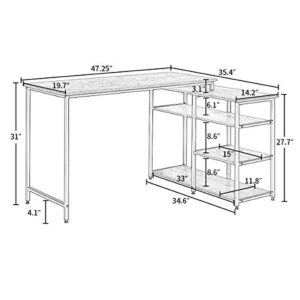 SUTON L-Shaped Desk Computer Desk Corner Desk Home Computer Desk Space-Saving Easy to Assemble Writing Study Desk