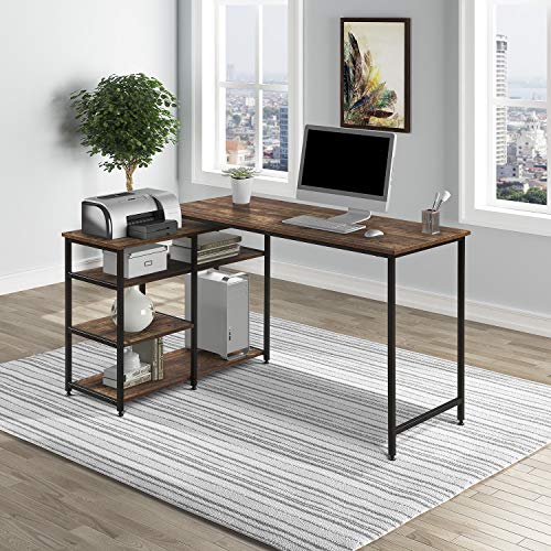 SUTON L-Shaped Desk Computer Desk Corner Desk Home Computer Desk Space-Saving Easy to Assemble Writing Study Desk