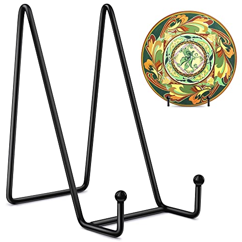 Mocoosy 2 Pack 6 Inch Display Stands for Plate - Black Metal Iron Easel Plate Holder Stands Frame Holders for Displaying Photos, Pictures, Decorative Plate Dish and Tabletop Art