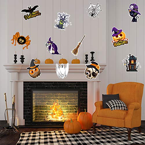 12 Pieces Halloween Cutouts, Pumpkin, Bat, Spider, Witch, Ghost, Halloween Party Decoration Poster (Cute Style)