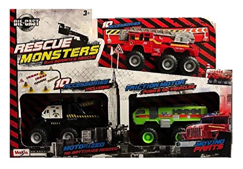 DieCast Rescue Monsters 6x6 Search & Rescue 10 Accessories Included