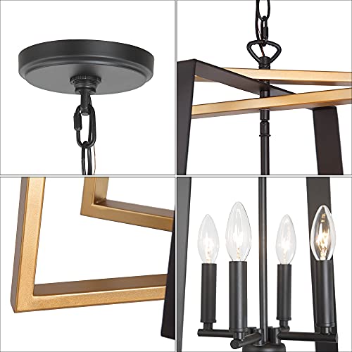 LNC Black and Gold Chandelier, 20“W Modern Farmhouse Pendant Lighting Fixture with Free Swinging Arms for Dining Room, Foyer, Bedroom, Kitchen Island