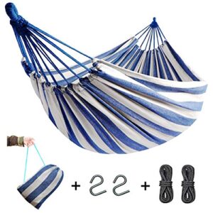 QIFBYFB Hammock, Portable 2-Person Brazilian Style Hammock Double Outdoor/Indoor Cotton Canvas Hammock Thickened Durable Fabric with 550lb Load Capacity, for Travel, Beach, Backyard, Camping etc