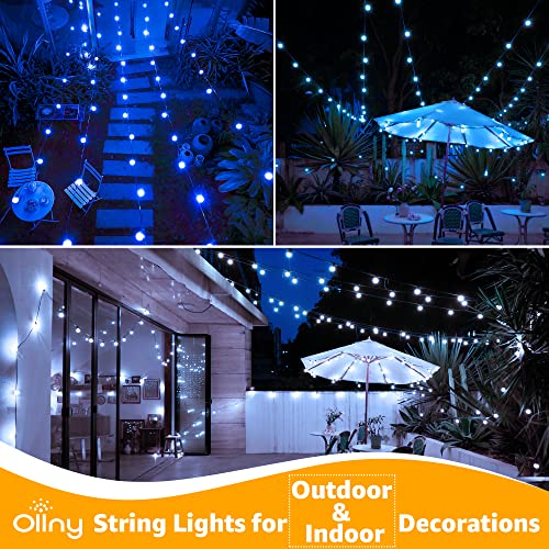 Ollny G40 30FT Outdoor String Lights, Waterproof RGB Color Changing Hanging Lights with 30 Edison + 2 Spare LED Bulbs, Shatterproof Outside Lights for Patio Camper Garden Porch