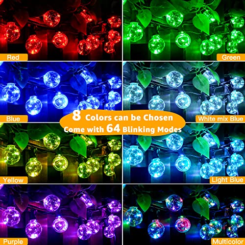 Ollny G40 30FT Outdoor String Lights, Waterproof RGB Color Changing Hanging Lights with 30 Edison + 2 Spare LED Bulbs, Shatterproof Outside Lights for Patio Camper Garden Porch