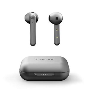 urbanista stockholm plus true wireless earbuds - over 20 hours playtime, ipx4 waterproof earphones, bluetooth 5.0 headphones, touch controls & enhanced microphone for clear calling, titanium