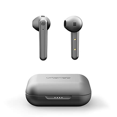 Urbanista Stockholm Plus True Wireless Earbuds - Over 20 Hours Playtime, IPX4 Waterproof Earphones, Bluetooth 5.0 Headphones, Touch Controls & Enhanced Microphone for Clear Calling, Titanium