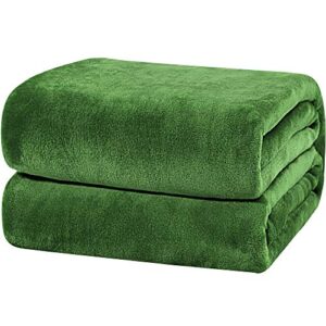 piccocasa fleece blanket king size - 350 gsm soft warm all season flannel blanket for couch sofa bed traveling - fuzzy lightweight microfiber plush blankets, 90 x 108 inches, green