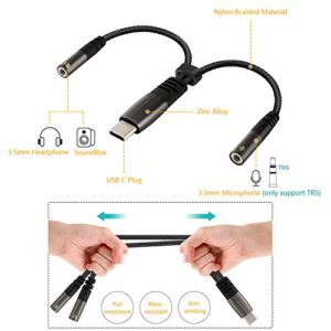 USB C Microphone Adapter, USB C to 3.5mm Combo 3.5mm Hi Fi Audio & Mic Jack Splitter Compatible with iPad Pro, iPad Air, MacBook, Pixel 7 6 Pro 5 4 XL, Galaxy S23 S22 S21 Ultra Note 20 Ultra