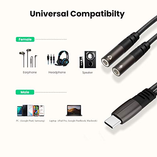 USB C Microphone Adapter, USB C to 3.5mm Combo 3.5mm Hi Fi Audio & Mic Jack Splitter Compatible with iPad Pro, iPad Air, MacBook, Pixel 7 6 Pro 5 4 XL, Galaxy S23 S22 S21 Ultra Note 20 Ultra