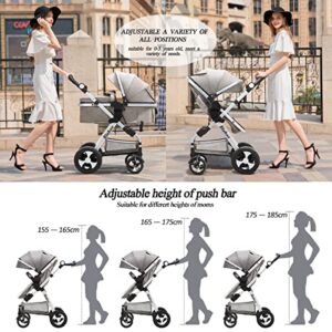 Blahoo Baby Stroller for Newborn, 2 in1 High Landscape Stroller, Foldable Aluminum Alloy Pushchair with Adjustable Backrest.Adjustable Awning, Variable Seat and Recliner（Coffee