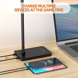 Pro Eye-Caring Natural Light Touch Table LED Desk Lamp with Dual Usb Sockets forCharging Multiple Devices, Powerful5 Color, Brightness Levels and 90pcs Lamp Beads are Stable,Office Reading,Studying