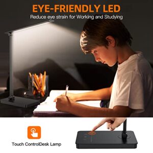 Pro Eye-Caring Natural Light Touch Table LED Desk Lamp with Dual Usb Sockets forCharging Multiple Devices, Powerful5 Color, Brightness Levels and 90pcs Lamp Beads are Stable,Office Reading,Studying