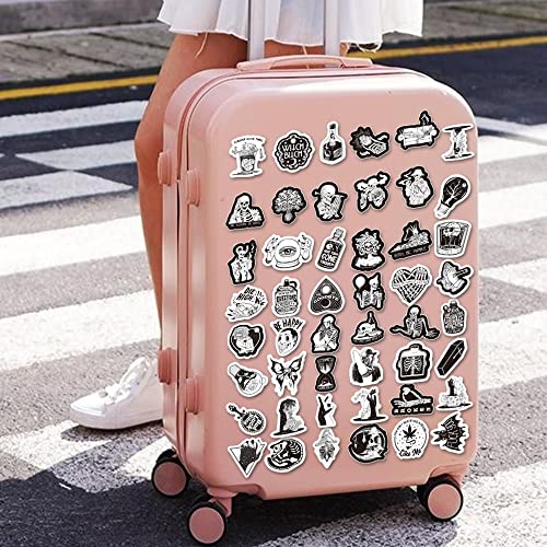 Cool Gothic Water Bottle Stickers 100 PCS Black White Vinyl Stickers for Laptop, Skateboard, Phone Case, Luggage and More