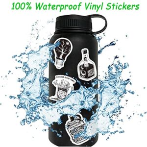 Cool Gothic Water Bottle Stickers 100 PCS Black White Vinyl Stickers for Laptop, Skateboard, Phone Case, Luggage and More