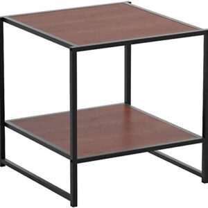 Zinus Modern Studio Collection ET-2020Q Dane Night Table, Red Mahogany, Width 20.1 x Depth 20.1 x Height 20.1 inches (51 x 51 cm), Side Table, Steel Frame, Bed, Easy Assembly, Tools Included