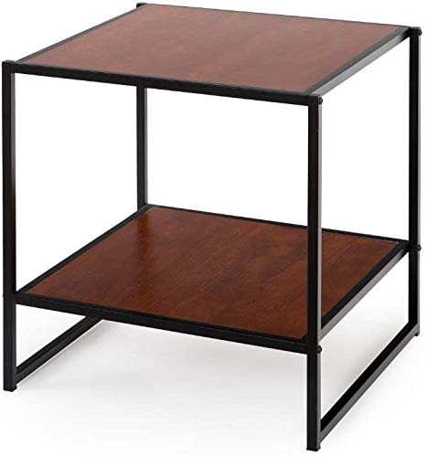 Zinus Modern Studio Collection ET-2020Q Dane Night Table, Red Mahogany, Width 20.1 x Depth 20.1 x Height 20.1 inches (51 x 51 cm), Side Table, Steel Frame, Bed, Easy Assembly, Tools Included