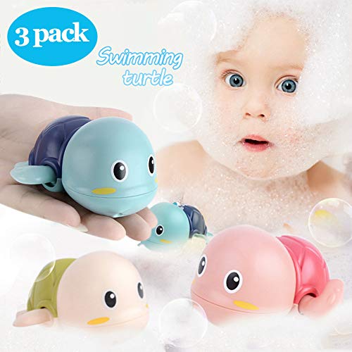 Baby Bath Toys-Wind up Turtle Bathtub Toys,Toy for Babies 6-12 Months Floating Swimming Turtles for Boys Girls,Baby Shower Bathtime Fun Pool Toys for Toddlers,Gift for 1 2 3 4 Year Old Boys Girls