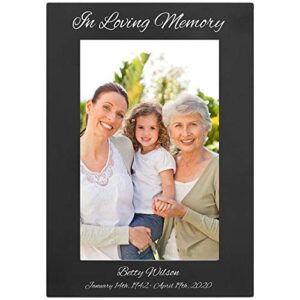 in loving memory engraved anodized aluminum hanging/tabletop personalized remembrance custom memorial photo picture frame - add loved one's name and dates