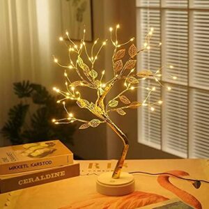 byncceh 72 led firefly tree lights -diy artificial bonsai tree lights,usb/battery-powered touch switch fairy lights tree lamp with multi color for christmas party decoration (warm light gold leaf)