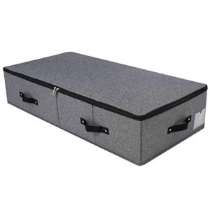 amj extra length under bed storage organization containers for shoes, clothing, bedding, 35.5 x 16.5 x 7“, black gray