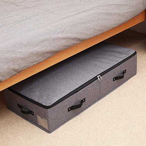 AMJ Extra Length Under Bed Storage Organization Containers for Shoes, Clothing, Bedding, 35.5 x 16.5 x 7“, Black Gray