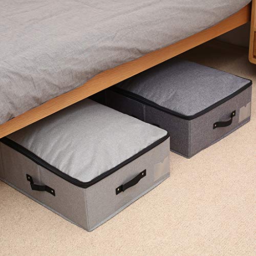 AMJ Extra Length Under Bed Storage Organization Containers for Shoes, Clothing, Bedding, 35.5 x 16.5 x 7“, Black Gray