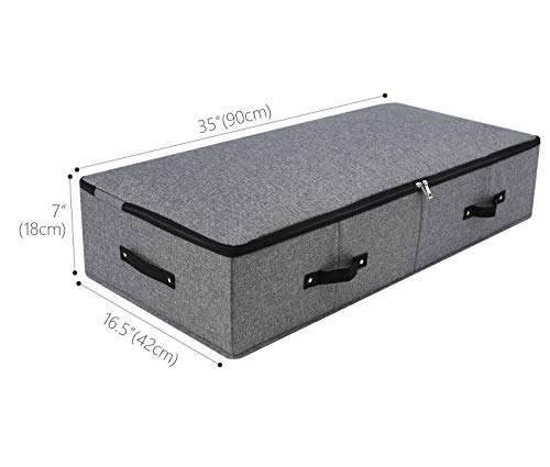 AMJ Extra Length Under Bed Storage Organization Containers for Shoes, Clothing, Bedding, 35.5 x 16.5 x 7“, Black Gray