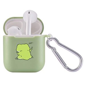 maycari cute frog case for airpods 2&1 with keychain,（green） animals design protective soft tpu cover compatible with apple airpods charging case for girls&boys