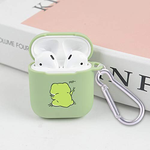 MAYCARI Cute Frog Case for AirPods 2&1 with Keychain,（Green） Animals Design Protective Soft TPU Cover Compatible with Apple AirPods Charging Case for Girls&Boys