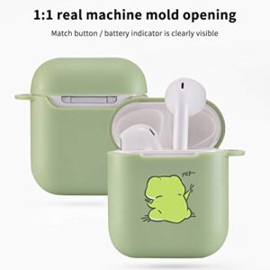 MAYCARI Cute Frog Case for AirPods 2&1 with Keychain,（Green） Animals Design Protective Soft TPU Cover Compatible with Apple AirPods Charging Case for Girls&Boys